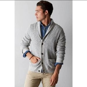 American Eagle Outfitters | Sweaters | American Eagle Marled Grey Cotton  Shawl Collar Longline Grandpa Style Cardigan | Poshmark